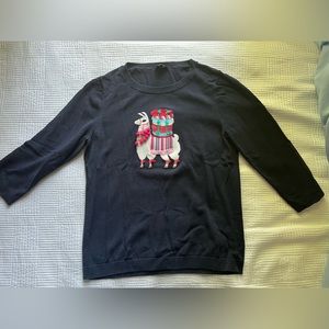Talbots Navy blue llama 3/4 sleeve sweater, size medium